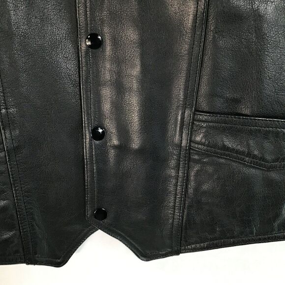 Pro Force Leather Vest Biker motorcycle Men's XL/2X Metalcore heavy metal Black - Picture 5 of 16